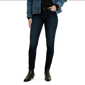 Levi's 711 Skinny Jeans Dark Wash Straight Leg Mid Rise Stretch Denim Size 26/32